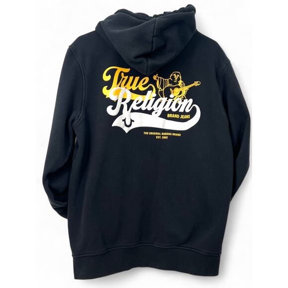 TRUE RELIGION M - Sweatshirt Full Zip Hoodie Hooded Men's Black Old Skool Logo - Picture 1 of 5